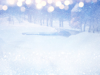 Dreamy and abstract magical winter landscape background