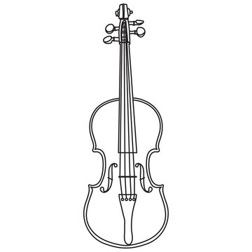 Line style violin isolated on white background. Violin vector illustration.