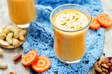 Indian sweet milk carrot dessert. Kheer