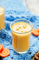 Indian sweet milk carrot dessert. Kheer