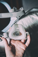 First person view of a patient who needs a oxygen mask 