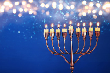 Low key Image of jewish holiday Hanukkah background