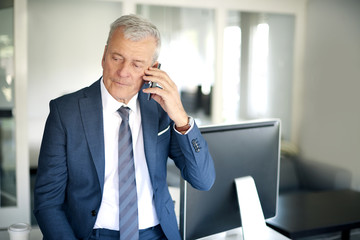 Senior professional businessman working in the office