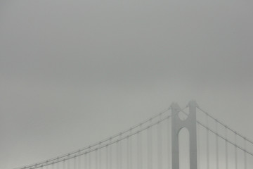 fog shrouded bridge