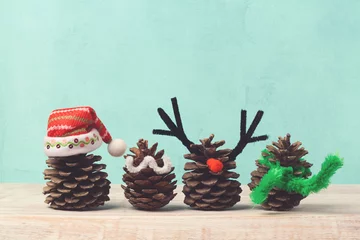 Rolgordijnen Christmas holiday concept with pinecorn decorations. © maglara