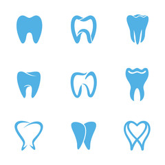 Tooth icons for stomatology, dentist and dental care clinics. Health Dent Logo design vector template linear style. Dental clinic Logotype concept icon.