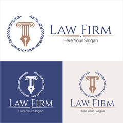 Law office logo collection. The judge, Law firm logo template, lawyer set of vintage labels. full vector logo and easy to edit able. Law office logo in the form of shield with greece column.