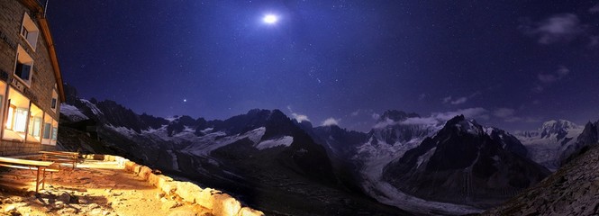 Mountain stars and moon Chamonix