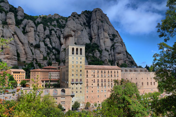 Benedictine abbey Santa Maria de Montserrat  on the mountain of Montserrat

