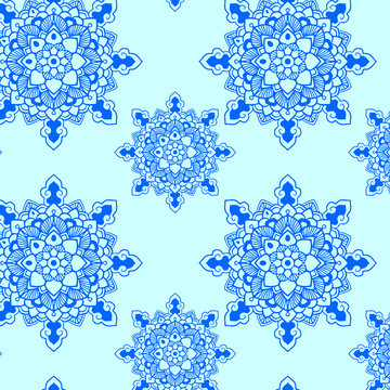 Snowflake Mandala Pattern Blue