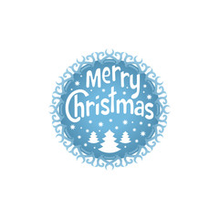Wishing You A Merry Christmas. Christmas Tree with snowflakes. Christmas round element for Greeting card, invitation, brochure, flyer design. Retro ornament decoration. Vector illustration