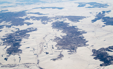 Fototapeta premium winter. view from the airplane
