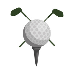 golf ball and sticks crossed icon over white background. colorful design. vector illustration