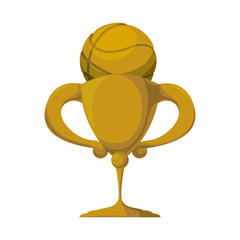 gold trophy with basketball ball icon over white background. vector illustration