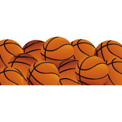 many basketball balls over white background. sport equipment. vector illustration