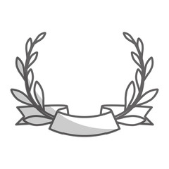 decorative wreath of leaves and ribbon icon over white background. vector illustration