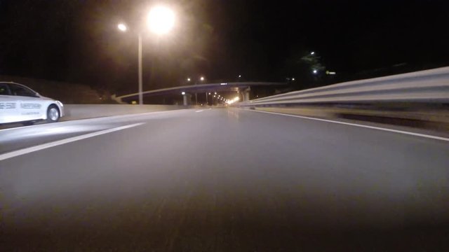 Gopro Attached To Bumper Of Car At Night 