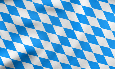 Flag of Bavaria waving, real fabric texture