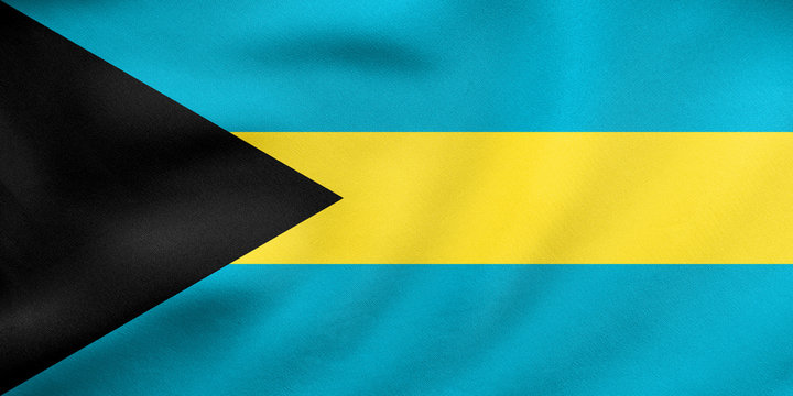 Flag of Bahamas waving, real fabric texture
