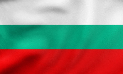 Flag of Bulgaria waving, real fabric texture