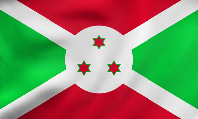 Flag of Burundi waving, real fabric texture