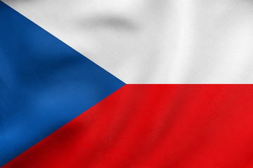 Flag of Czech Republic waving, real fabric texture