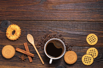 Coffee and various cookies