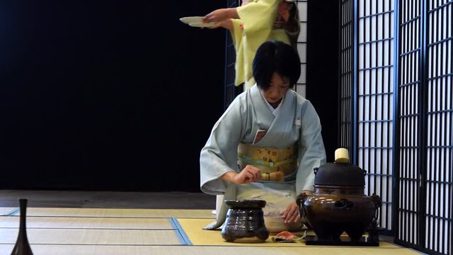Japanese woman during the tea ceremony