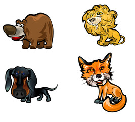 Four cartoon animals