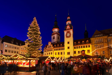 Chemnitz Weihnachtsmarkt - Chemnitz christmas market by night - 129112877