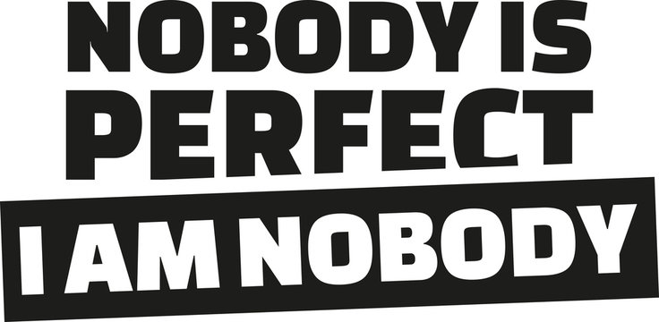 Novody is perfect. I am nobody.