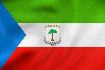 Flag of Equatorial Guinea wavy real fabric texture