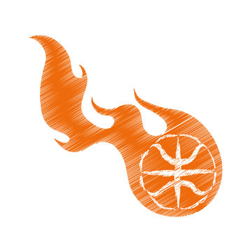 basketball flames emblem icon image vector illustration design 