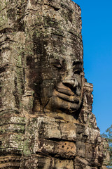 Faces statue, landmark in Angkor Wat in Cambodia