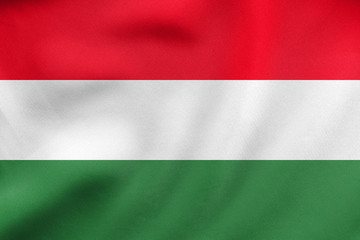 Obraz premium Flaga Węgier macha, faktura tkaniny