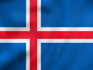 Flag of Iceland waving, real fabric texture