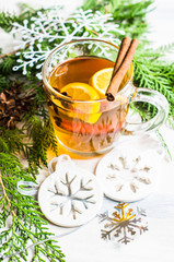 Cup of tea with lemon