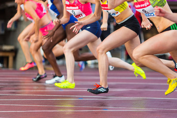 Fototapeta na wymiar Female athletes running