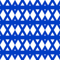 Seamless pattern with triangles. Blue triangles on a white background. Geometric pattern. Simple regular background.