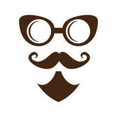 glasses with mustache and beard icon over white background. hipster style design. vector illustration