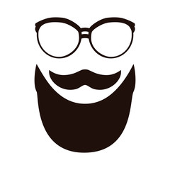 glasses with mustache and beard icon over white background. hipster style design. vector illustration