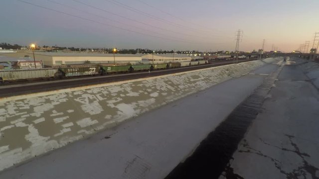 Los Angeles River Sunset Aerial 10.mov