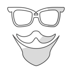 glasses with mustache and beard icon over white background. hipster style design. vector illustration