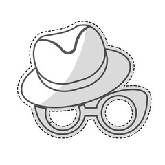 glasses and hat icon over white background. hipster style design. vector illustration