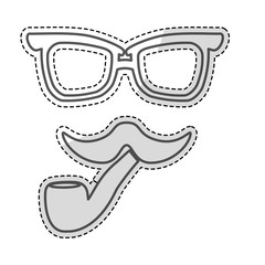 glasses and mustache and pipe icon over white background. hipster style design. vector illustration