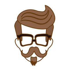 man face with mustache and glasses icon over white background. hipster style concept. colorful design. vector illustration