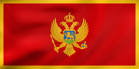 Flag of Montenegro waving, real fabric texture