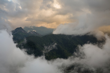 Russia, timelapse. The formation and movement of clouds over the summer slopes of Adygea Bolshoy Thach and the Caucasus Mountains