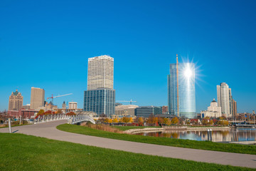 Milwaukee skyline in USA