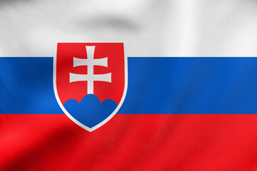 Fototapeta premium Flag of Slovakia waving, real fabric texture